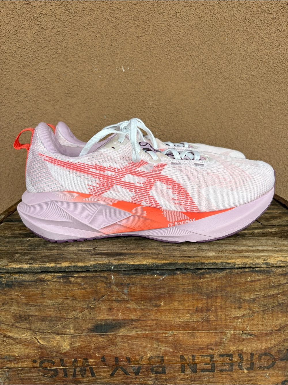 ASICS Women’s Novablast 5 Running Shoe in White/Coral Reef